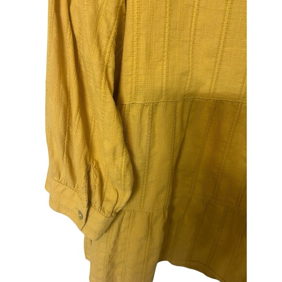 J Jill Plus 2X Mustard Tiered Textured Fabric 3/4 Sleeves 100% Cotton Tunic Top - Picture 6 of 8